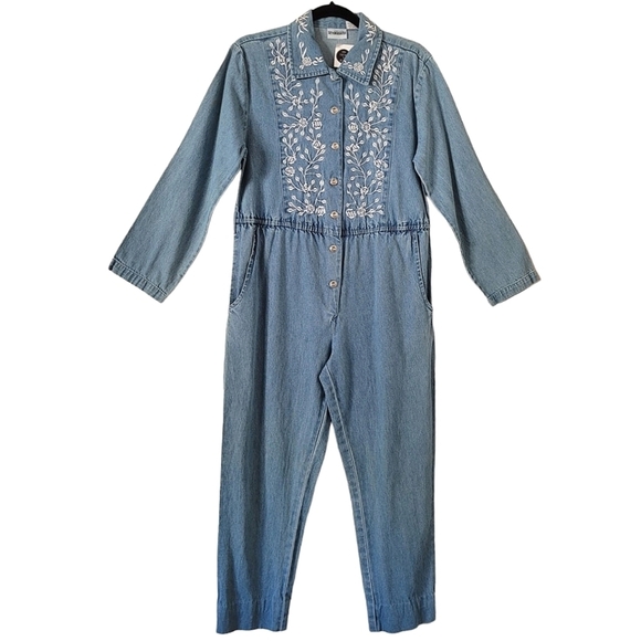 Vintage Y2K Demin Embroidered Jumpsuit‎ - Picture 1 of 6